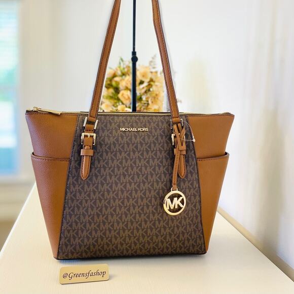 Michael Kors Charlotte Top Zip Tote shoulder bag brown - Picture 1 of 9